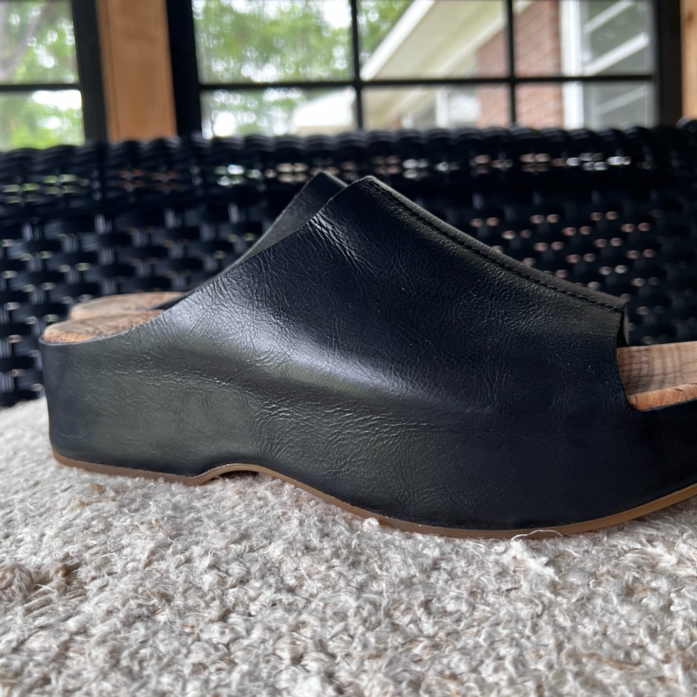 Kork-Ease Black Leather Wedges